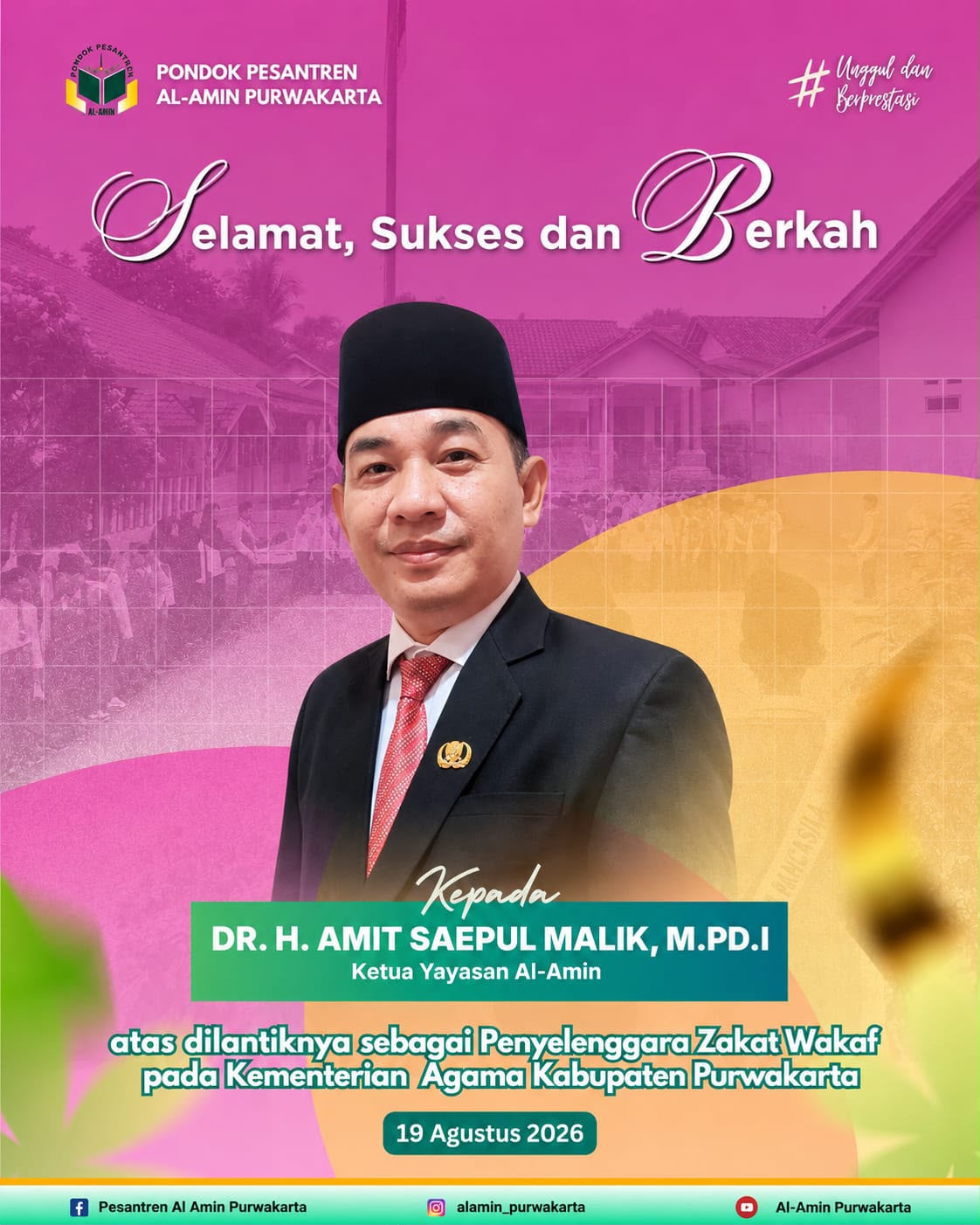 Selamat! Ketua Yayasan Al-Amin Emban Amanah Baru sebagai Penyelenggara Zakat Wakaf Kemenag Purwakarta